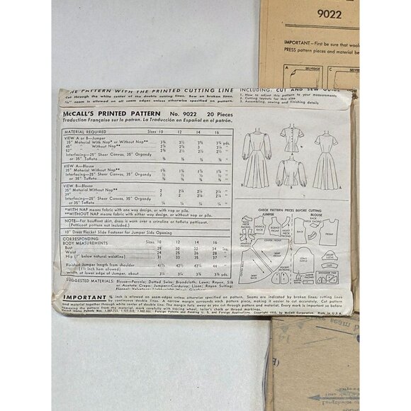 Vintage McCalls Sewing Patterns 50s-60s Mid Century Fashion Size 12 Cut Complete - Picture 7 of 7